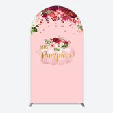 Aperturee - Aperturee Floral Pumpkin Sweet Pink Baby Shower Arch Backdrop